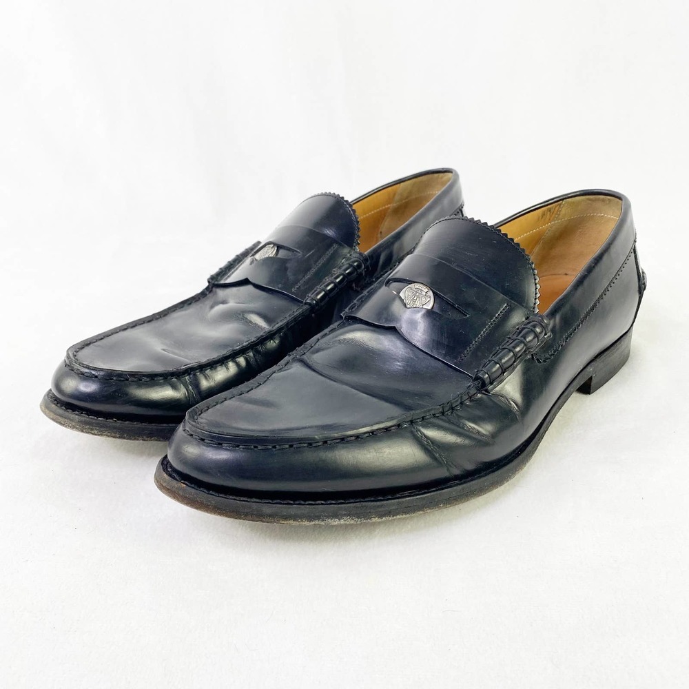Vintage Gucci Penny Coin Black Leather Loafers 10